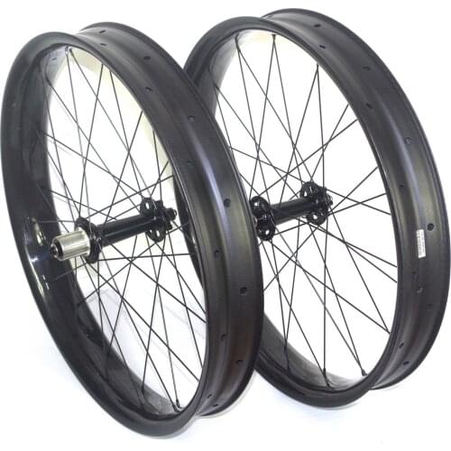 26er Fat bike Carbon Wheels carbon fat bike wheelset 65mm 80mm 100mm width front space 135 or 150mm rear 177mm 190mm 197mm