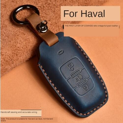Crazy Horse Leather Car Key for Great Wall Haval Coupe H7 H8 H9 GMW H6 Samrt Cover Color Stripe Remote Fob Shell Case Keychain
