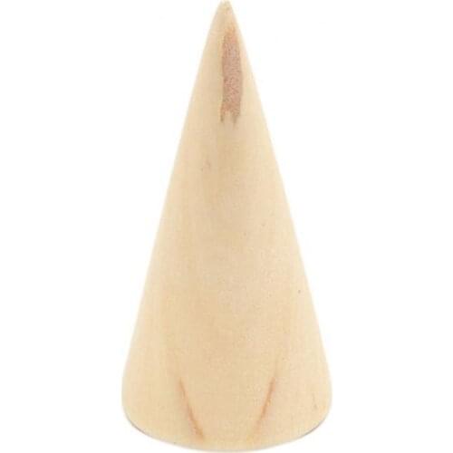 50%HOT 3Pcs Simple Wooden Cone Display Stand Holder Jewelry Ring Pendant Showing Stand
