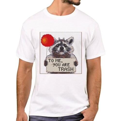 TEEHUB Hot Hipster To Me You Are Trash Men T-Shirt Funny Vintage Balloon Raccoon Printed T Shirts Short Sleeve Tshirts Cool Tee