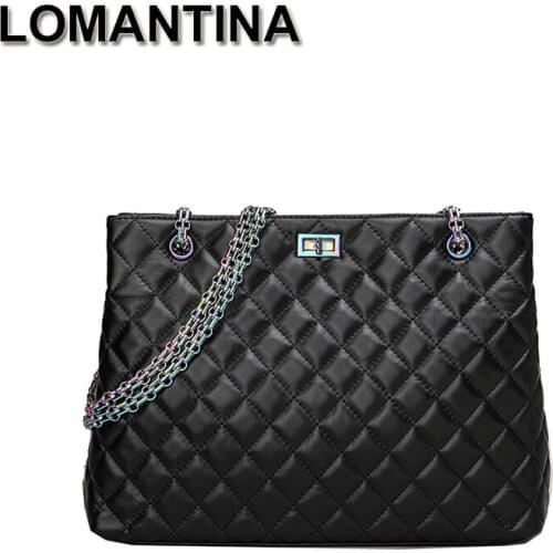 LOMANTINA High Quality Women Cow Leather Shoulder Bag Fashion Designer Ladies Luxury Female Large Capacity Colorful Chain Tote