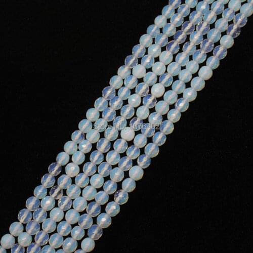 Mini. order is $7! 6mm White Faceted Opal Round Loose Beads 15