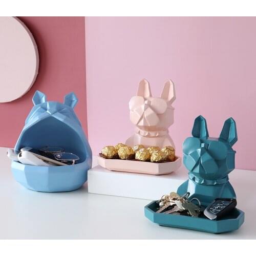 New home storage box Dog cat modern figurine Candy Fruit key Desktop home decor storage container Home Office Storage box
