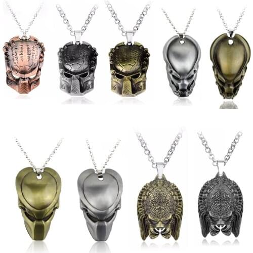 Hot AVP Alien Necklaces Predator Mask Necklace Metal Alloy Necklaces Heroes For Men Jewelry Gifts