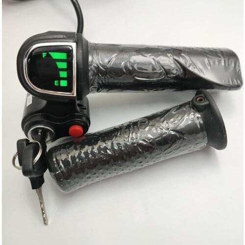 48v60v gas handle twist throttle with battery indicator&latching switch&lock/key electric scooter bicycle MTB part rolling grips