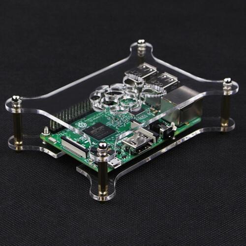 S ROBOTRaspberry Pi 4 Acrylic Case Transparent Box Shell Cover with Logo Enclosure compatible with Raspberry Pi 3B Case RPI139