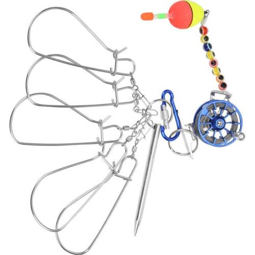 Fishing Lock Buckle With Reel Stainless Steel Lanyard Live Fish Lock Belt Fishing Tackle Stringer Fishing Floats Reel Best