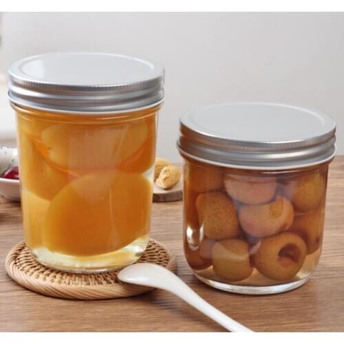 Airtight Glass Jar Container with Screw Metal Lid for Food Coffee Bean Flour Candy Empty Refillable Storage Packaging Bottles