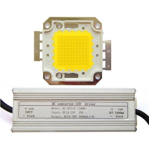 High Power 100W White 6500K Warm White 3500K SMD LED Light + Input 12~24V DC LED Driver