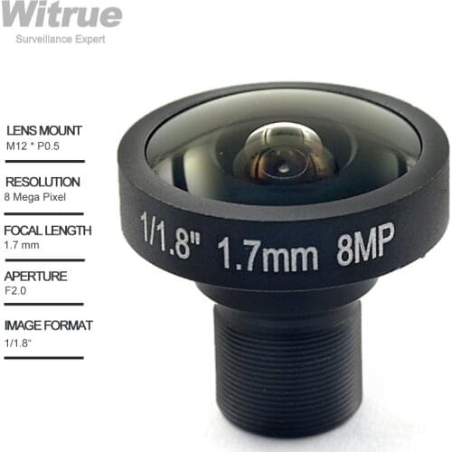 Witrue 4K CCTV Lens 8Megapixel Fisheye 1/1.8 Inch 185 Degree M12 Mount Lens 1.7mm For IMX178 Sensor 4K Camera