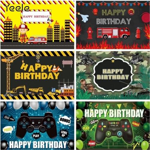 Yeele Fireman Fire Truck Birthday Firetruck Party Photobooth Baby Prop Banner Photography Backdrops Backgrounds For Photo Studio