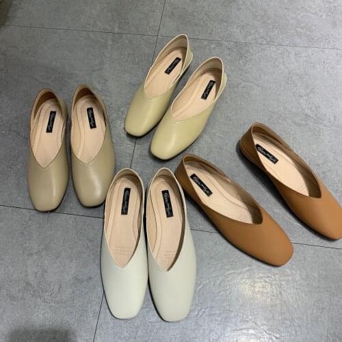 Two-wear half-shoes female Korean version of the lazy step on the heel square toe retro womens shoes thin flat shoes