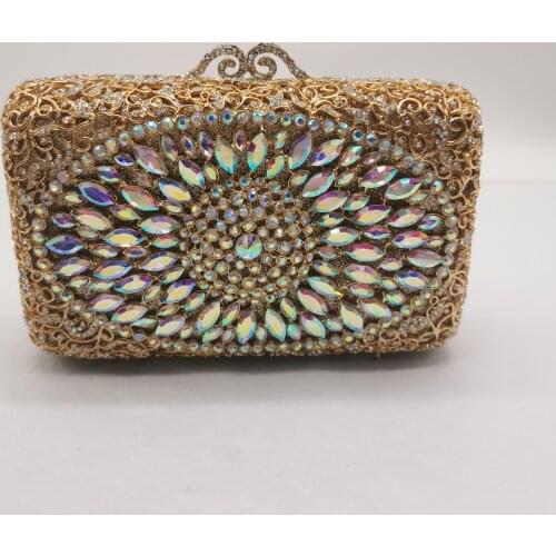 Lady ab Gold/Green/Silver Color Crystal Purse Girls Evening Clutches Bags Fashion Lady Rhinestone Diamond Wedding Party Handabgs