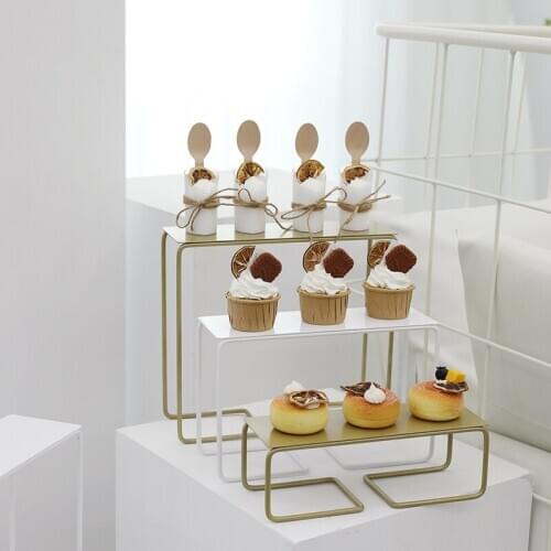 Gold Cupcake Stand Set White Storage Racks Metal Iron Tableware Holder Party Supplier Home Decoration Kitchen Dinner Bar