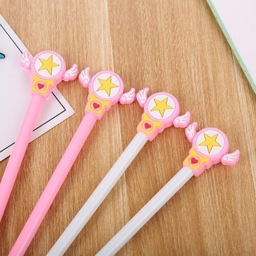 100 Pcs Creative Stationery Fairy Magic Wand Neutral Pen Cute Student Cartoon Angel Water-based Signature Pen Kawaii Stationery