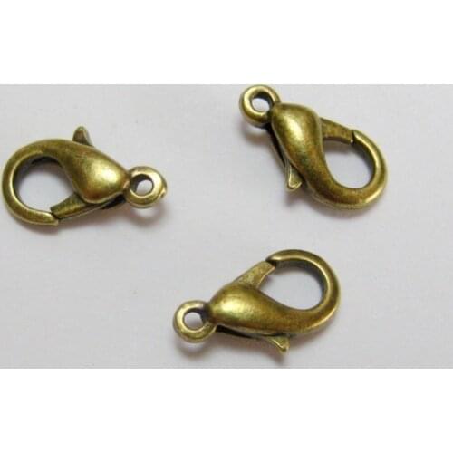 100 Bronze Tone Jewelry Lobster Clasp Findings 12X6mm