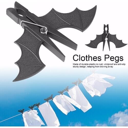 2pcs Black Windproof Plastic Bat Clothespin Peg Clip Pin Towel Clothes Blanket