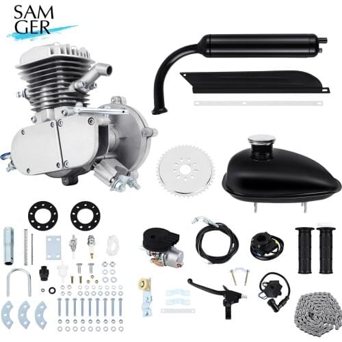 80cc 2 Stroke Bicycle Gas Engine Kit For DIY Electric Bicycle Mountain Pocket Bike Complete Engine Set Motor Kit Silver/Black