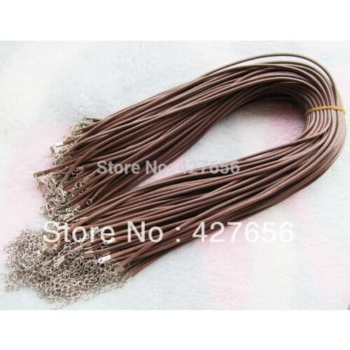 20pcs 2mm Black/Brown Wax Snake Necklace Cord String Rope,1.8inch Extender Chain,12mmx7mm Lobster Clasp,DIY Jewelry Beading Cord