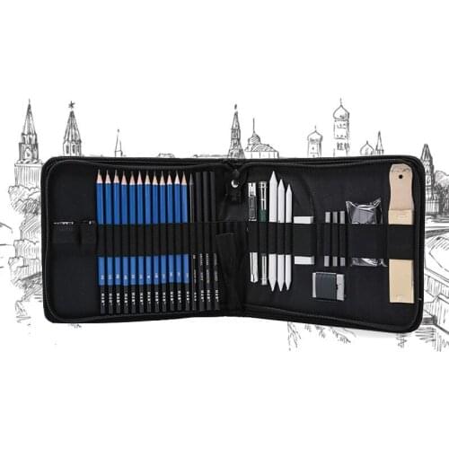 32pcs Sketch Pencil Set Students Professional Sketching Drawing Kit Wood Pencil Kids Pencil Bags For Painter School Art Supplies