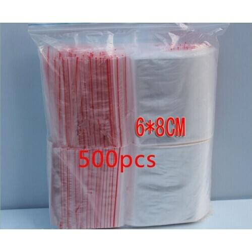 500PCS 6x8cm Transparent Travel Plastic Bag Gift Packaging Bags For Necklace/jewelry Small Ziplock Clear Self Seal Bags Pe Diy