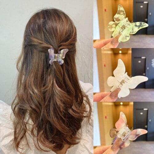Acetate Resin Hair Claw Sweet Fairy Butterfly Hairpin Clip Gradient Tie-Dye Colored Styling Tools Barrettes for Women Girls