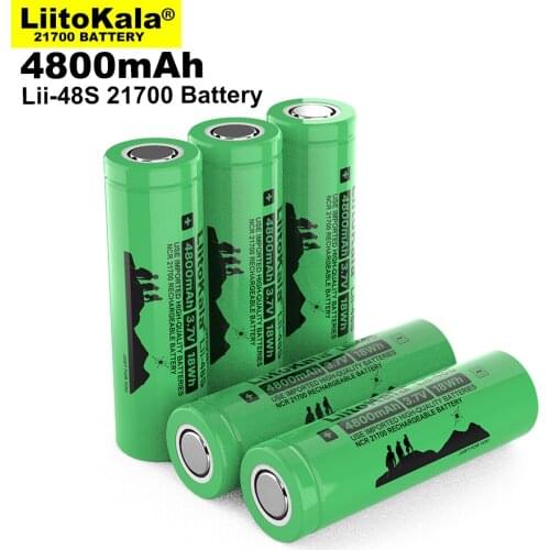 2021 LiitoKala Lii-48S 3.7V 21700 4800mAh li-lon Rechargeable Battery 9.6A power 2C Rate Discharge ternary lithium batteries