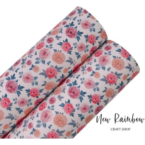 New Rainbow 30x22CM/A4 Sheet Beautiful Roses Faux DIY Artisan Leatherette Handmade Fabric Hair Bows, Earrings and Crafts