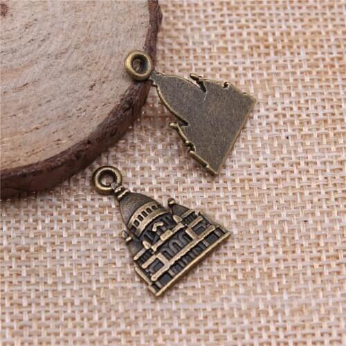 Free shipping 46pcs 23x16mm antique bronze House castle charms diy retro jewelry fit Earring keychain hair card pendant