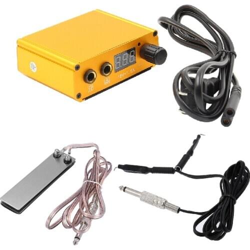 Tattoo Power Supply Kit with Tattoo Foot Pedal Switch Clip Cord For Tattoo Supplies Professional LCD Power Supply Free Shipping