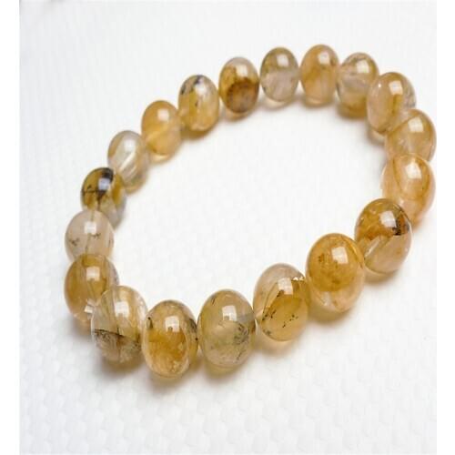 Genuine Natural Dendrolite Petrified Tree Gems Stone Fashion Women Femme 11mm Charm Stretch Loose Round Crystal Bead Bracelet