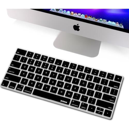 XSKN Brand, for Apple Magic Keyboard US Layout Silicone Keyboard Cover Protector Skin, Black Color Standard English Design