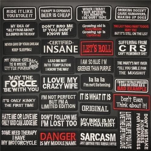 Black White Written Words Patches Letters Embroidered Stripes for Clothes Stickers Iron On Badges Appliques DIY Decoration