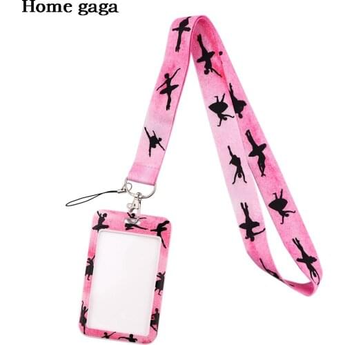 DB553 Ballet Lanyard ID Badge Holder Bus Pass Case Cover Slip Bank Credit Card Holder Strap Card Holder Ribbon Neck lanyards