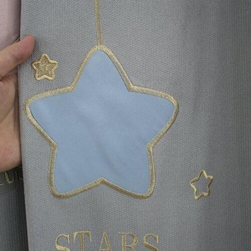 Childrens Room Bedroom Cartoon Star Curtains Bedroom Gray Blackout Curtains Transparent Curtains