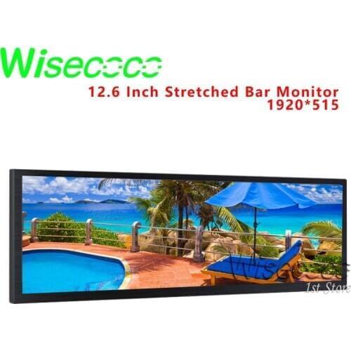 Wisecoco 12.6 inch LCD Touch Monitor 1920*515 NV126B5M-N41 IPS Display Advertising Screen With Case