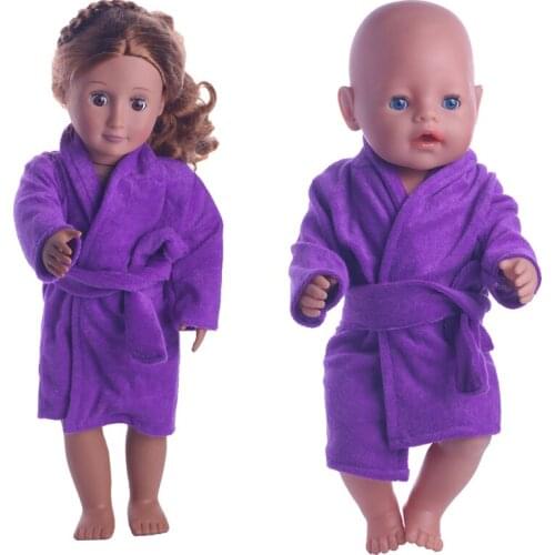 Purple Bathrobe Suit Fit 43cm Baby New Born,42cm Nenuco,18inch Girl Doll Clothes Accessories