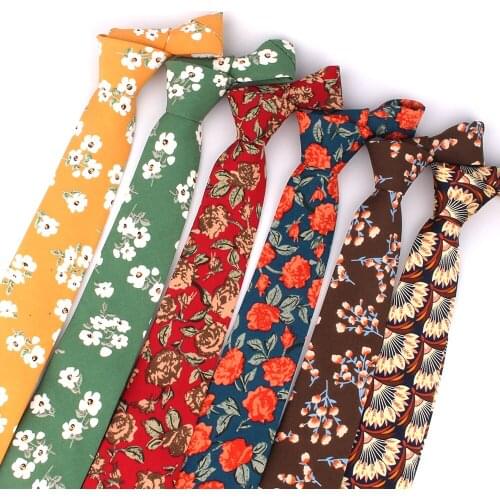 Cotton Floral Ties Casual Skinny Necktie For Party Boys Girls Neck Tie Wedding Necktie For Groom Neck Wear For Men Women Gravata