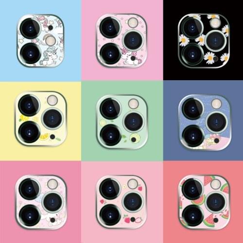 Cartoon Camera Protective Case For iPhone 11 Pro Max Cute Back Camera Protector Tempered Glass Film Lens Full Protect Covers