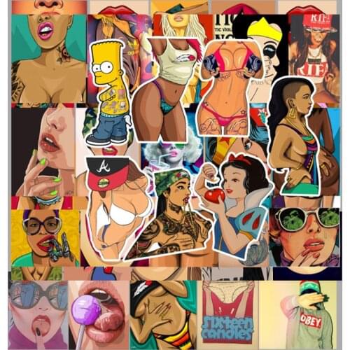 Sexy Beauty Adult Sticker Girl Tease Vulgar Sticker Pack Waterproof Laptop Skateboard Luggag Graffiti Stickers Classic Toy 47pcs