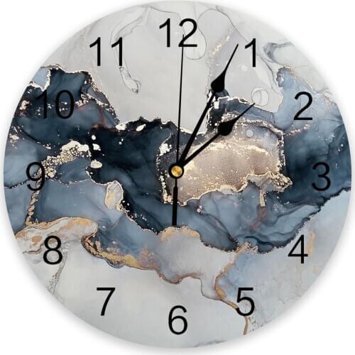 Marble Texture Ink Painting Lines Wall Clock Home Decor Bedroom Silent Oclock Watch Wall Digital Clock Wall Clock Modern Design
