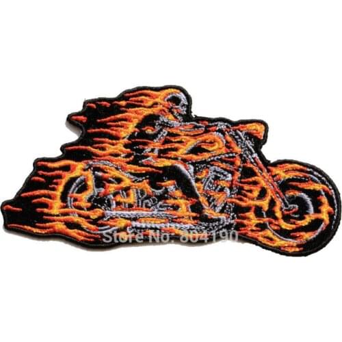 5.1" ghost rider tv movie Firemen Skeleton Hell Rider Skull Embroidered IRON ON PATCH Chopper Motor BIKER VEST JACKET BACK