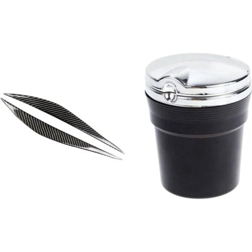 1 Pcs Car Ashtray With Led Light Cigarette Smoke Travel Remover & 1 Pair Headlight Eyelids Trim Eyebrow Cover Sticker