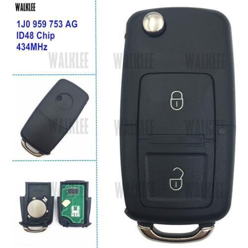 WALKLEE 1J0959753AG Remote Key 434MHz suit for VW/VOLKSWAGEN 1J0 959 753 AG Beetle Bora Golf Passat Polo Transporter T5