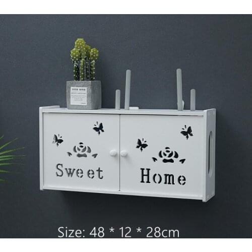 Punch-free Wifi Router Shelf Storage Boxes Cable Power Plus Wire Bracket Storage Box Wall Cable Storage Organizer Home Decor