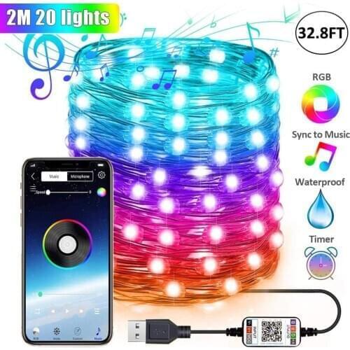 Christmas Tree Decoration Light Smart Bluetooth LED App Remote Control Light String Indoor Outdoor Decorative Lights