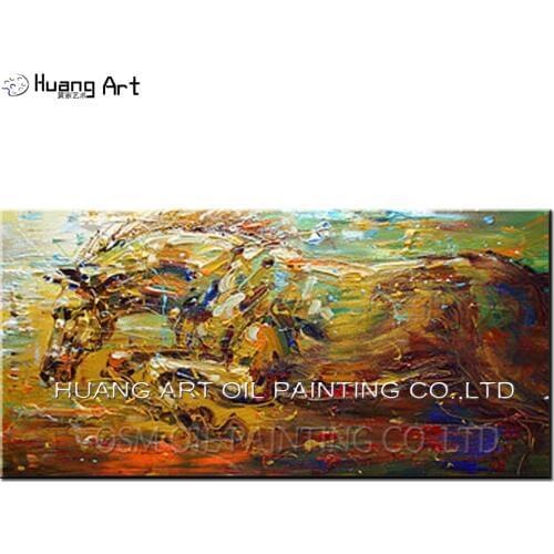 Hand Painted Modern Running Horse Oil Painting On Canvas Knife Animal Wall Painting For Living Room or Hotel Decoration Art
