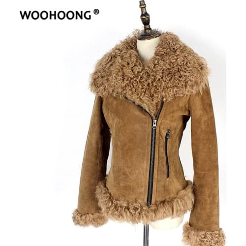 Wool Outerwear Double-Faced Fur Winter Clothes New Real Fur Coat Woman Retro Fashion Streetwear Motorcycle Suit Slim Fit