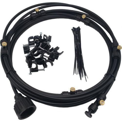 Black 15M Outdoor Garden Patio Misting Cooling System Mist Sprinkle for Garden Flowers Watering Irrigation kit Fog sprayer