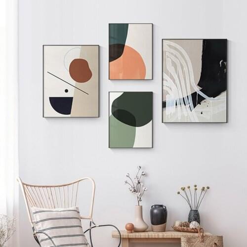 Scandinavian Geometric Color Block Abstract Poster Nordic Canvas Print Wall Art Painting Modern Picture Living Room Decoration